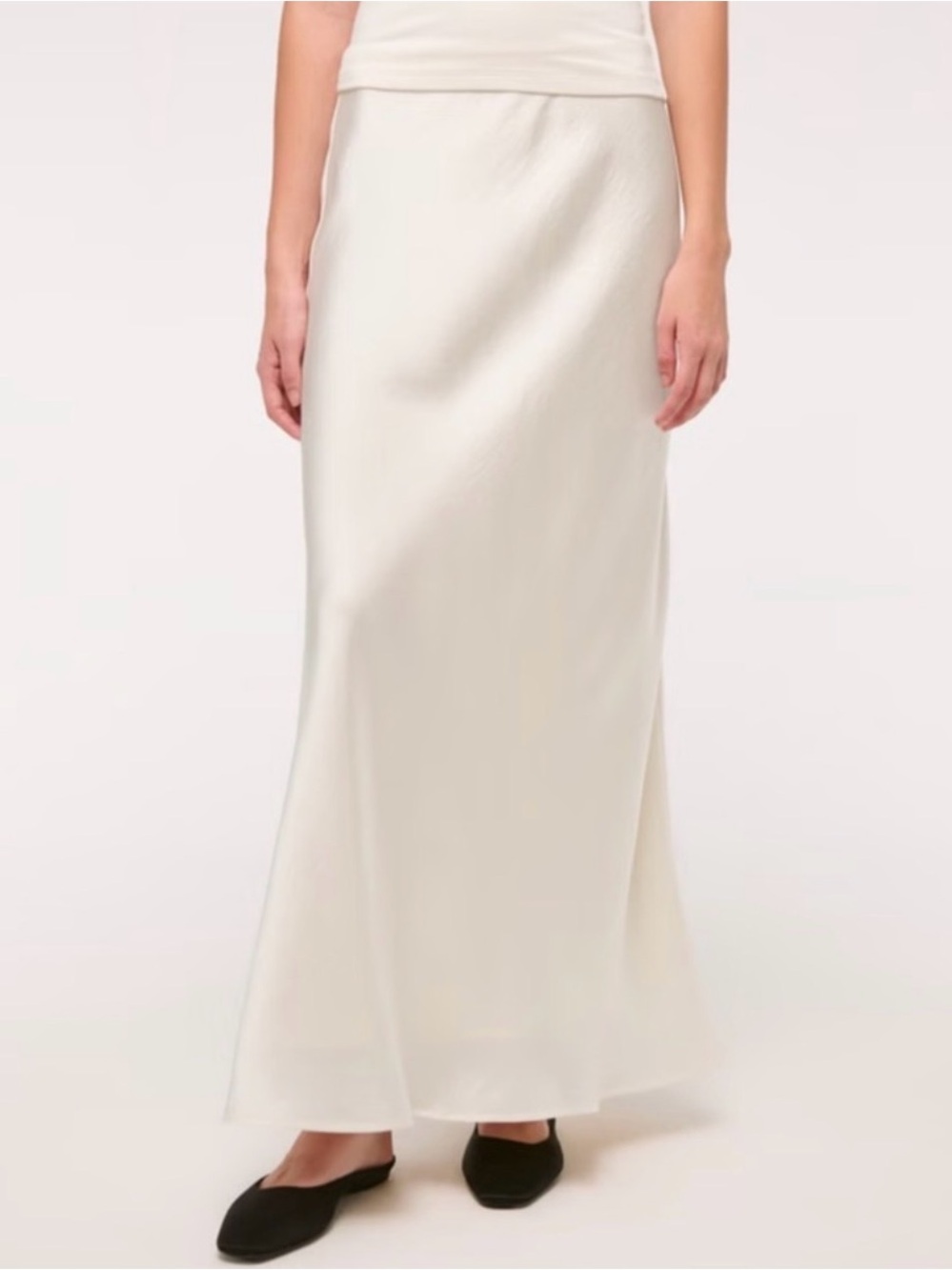 Abercrombie & Fitch Cream Satin Maxi Skirt